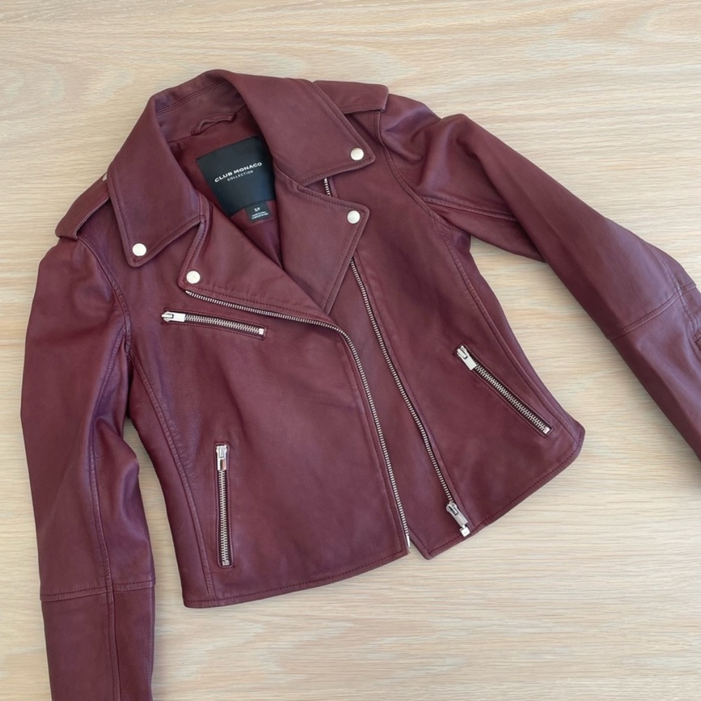 Classic Leather Jacket in Burgundy